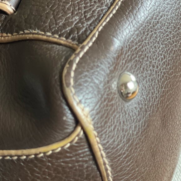 FORTUNA VALENTINO BROWN LEATHER HANDBAG DETACHABLE STRAP CROSSBODY SATCHEL PURSE - Picture 4 of 13